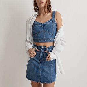 Madewell Denim Dolphin-Hem Mini Skirt Harwell Wash Size 28 (Small) Casual Fall